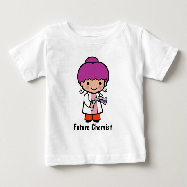 Cute Scientist / Chemist Girl with Flask Baby T-Shirt (Front)