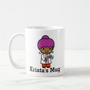 Cute Scientist / Chemist Girl with Flask Coffee Mug