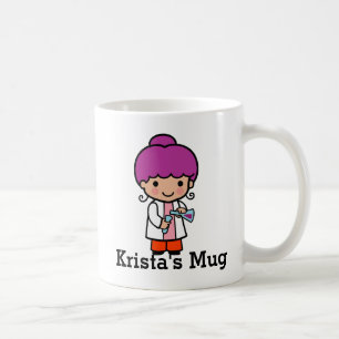 Cute Scientist / Chemist Girl with Flask Coffee Mug