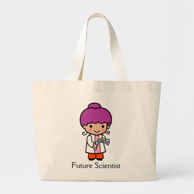 Cute Scientist / Chemist Girl with Flask Large Tot Large Tote Bag (Front)