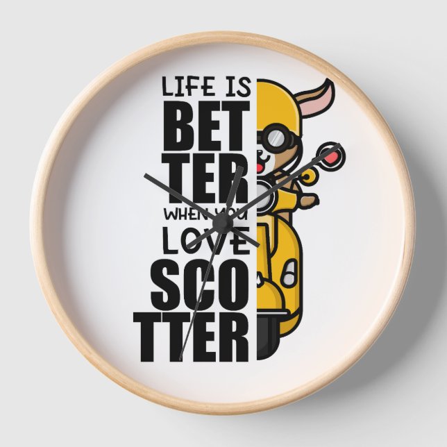 Cute Scooter Goat Design Clock (Front)