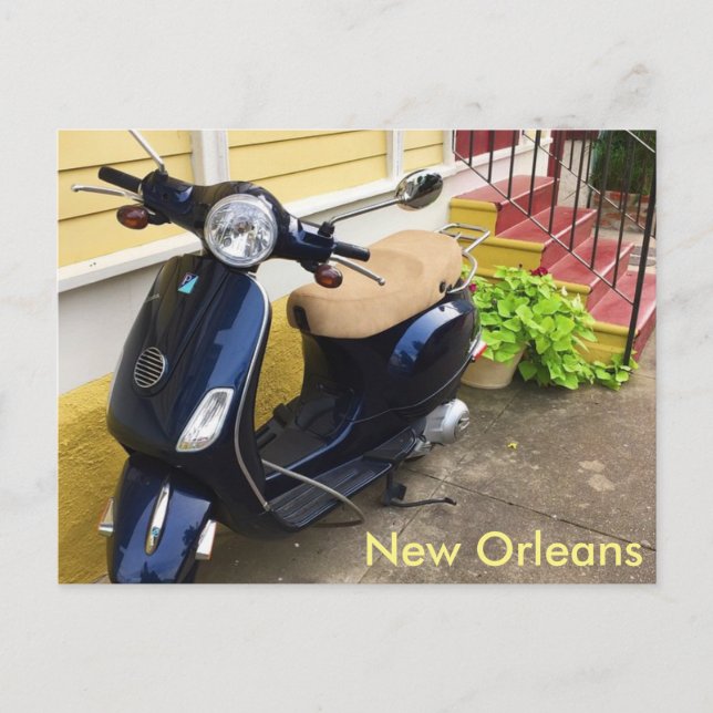 Cute Scooter in New Orleans Marigny Postcard (Front)