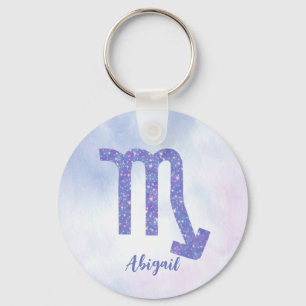 Cute Scorpio Astrology Sign Personalized Purple Key Ring