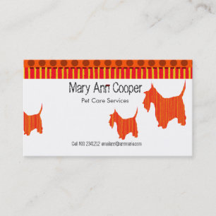 Cute Scott Terrier Pet Services   Pet Care Business Card
