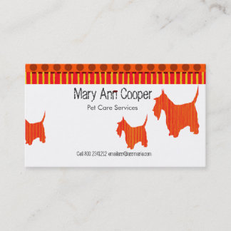 Cute Scott Terrier Pet Services | Pet Care Business Card