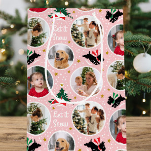 Cute Scottie Dog 5 Photo Collage Christmas Pink Medium Gift Bag