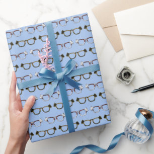 Cute Scottie Dog Eyeglass Pattern  Wrapping Paper