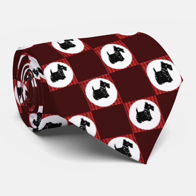 Cute Scottie Dogs Tie (Rolled)