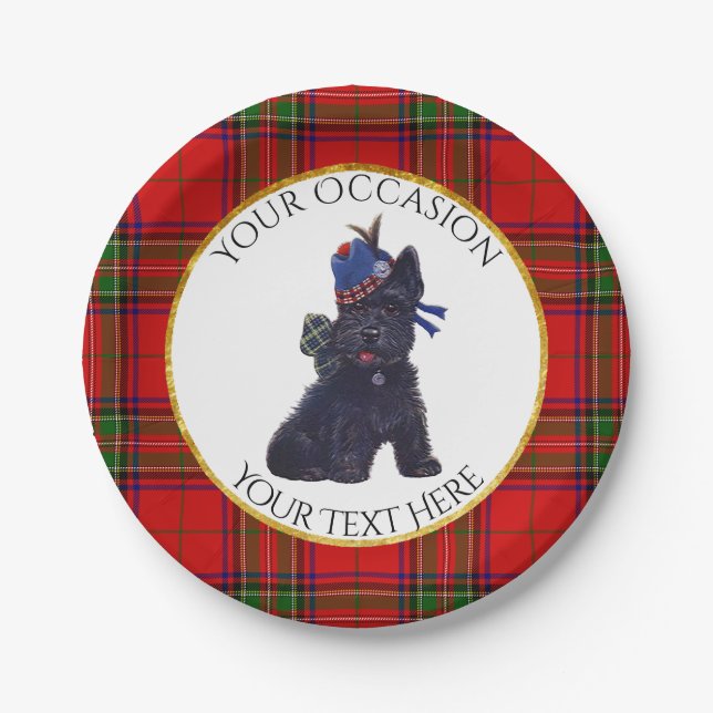 Cute Scottie Personalise Paper Plate (Front)