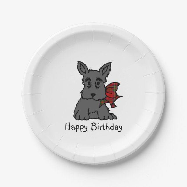 Cute Scottie Puppy Personalise Paper Plate (Front)