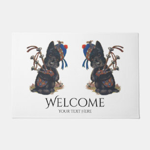 Cute Scotties Playing Bagpipes Personalise Doormat