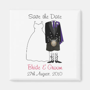 Cute Scottish Bride & Groom Save The Date Magnet