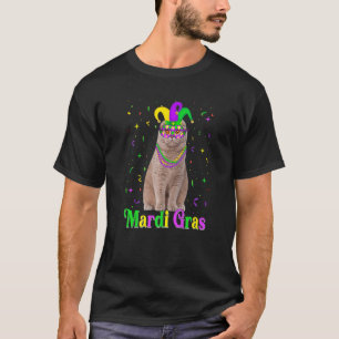 Cute Scottish Fold Cat Animals Mardi Gras Carnival T-Shirt