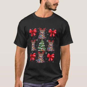 Cute Scottish Fold Cat Lover Xmas Coquette Red Bow T-Shirt