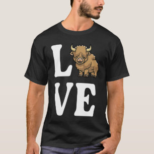 Cute Scottish Highland Cow  Farm Girl Country Rode T-Shirt