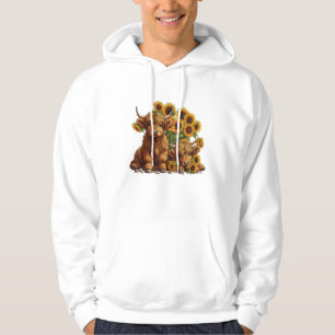 Cute Scottish Highland Cow Sunflower Mothers Day F Hoodie
