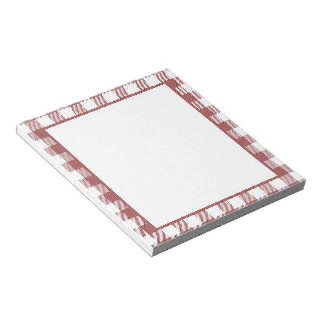 Cute scottish tartan pattern red and white teacher notepad (Angled)