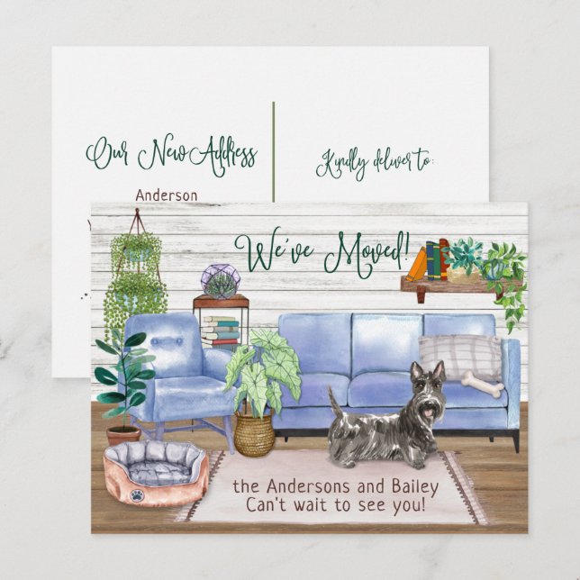 Cute Scottish Terrier Cosy New Home Moving     Announcement Postcard (Front/Back)