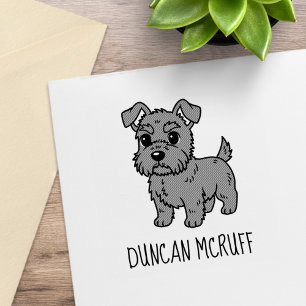 Cute Scottish Terrier Dog Custom Name Rubber Stamp