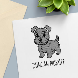 Cute Scottish Terrier Dog Custom Name Self-inking Stamp
