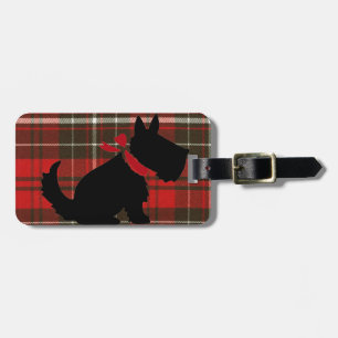 Cute Scotty Dog & Red Tartan Luggage Tag