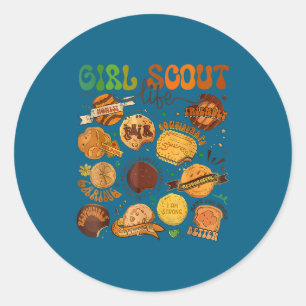 Cute scout girl cookie dealer girl troop leader classic round sticker