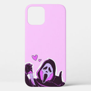 Cute Scream Mask on Pink Background iPhone 12 Case