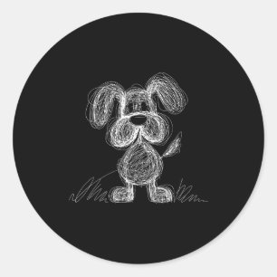 Cute scribble puppy dog doodle cartoon style classic round sticker