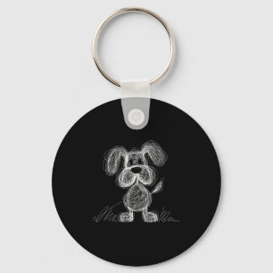 Cute scribble puppy dog doodle cartoon style key ring