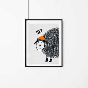Cute Scribbles Sheep Kids Poster