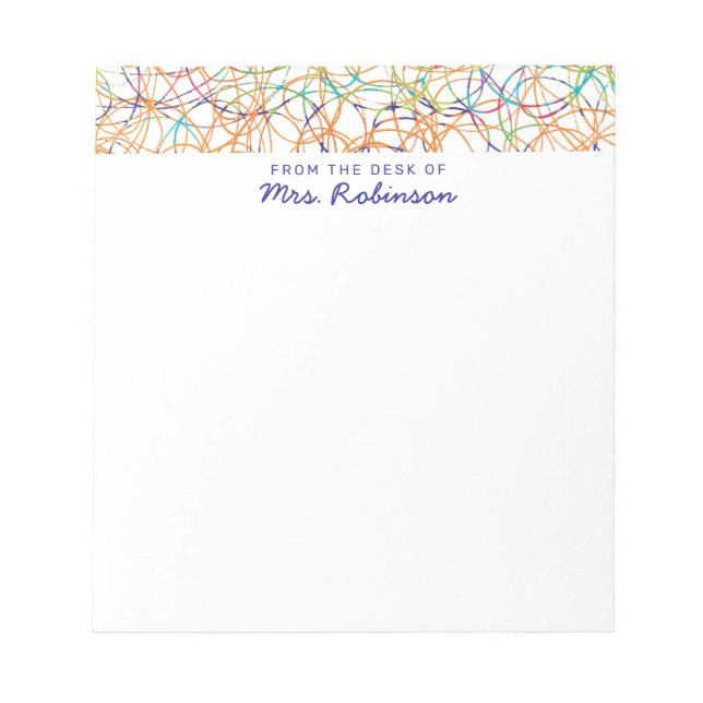 Cute Scribbles Teacher From the Desk of Notepad (Front)