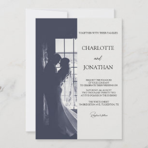 Cute Script Elegant Photo Overlay White Wedding Invitation