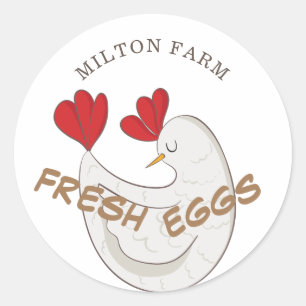 cute script fresh eggs monogram classic round sticker