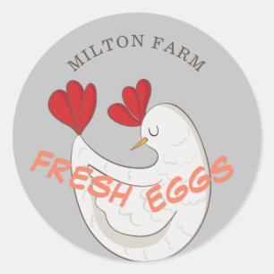 cute script fresh eggs monogram classic round sticker