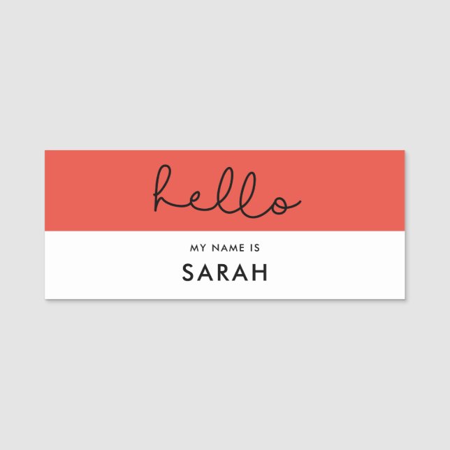Cute script Hello my name is Name Tag (Front)