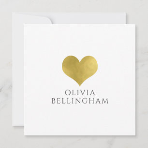 Cute Script Name Faux Gold Foil Heart Card