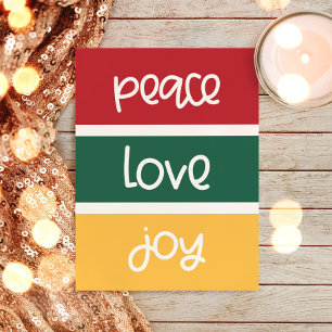 Cute script Peace Love Joy Christmas Postcard