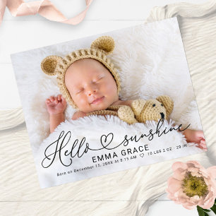 Cute Script Photo Budget Birth Announcement Cards