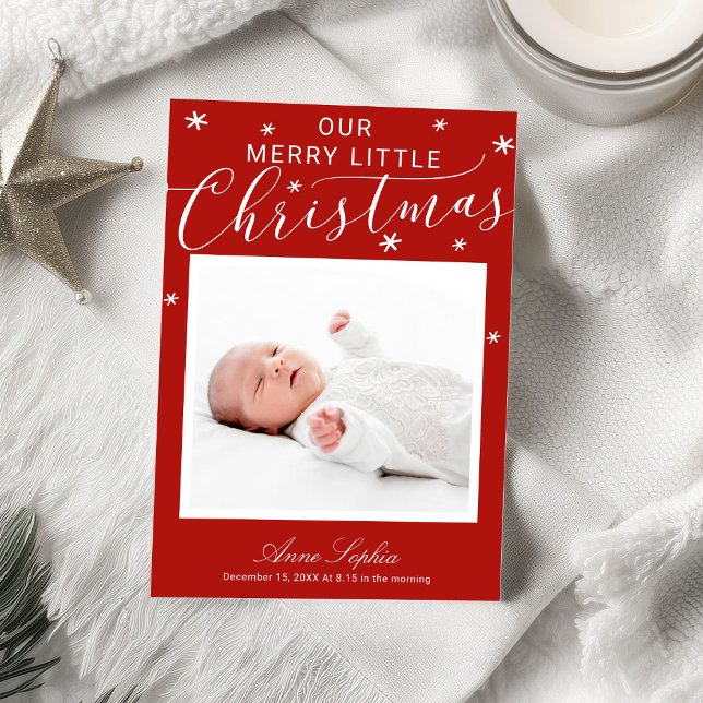 Cute Script Photo Christmas Birth Announcement (Creator Uploaded)