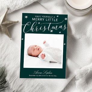 Cute Script Photo Christmas Birth Announcement