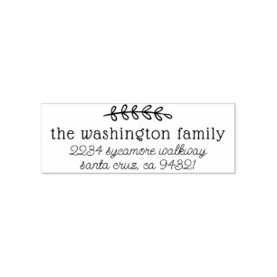 Cute Script & Rustic Branch Family Return Address Self-inking Stamp