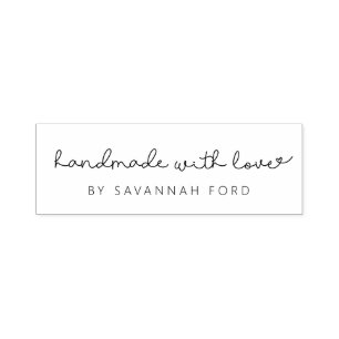 Cute script simple Handmade with love Self-inking Stamp
