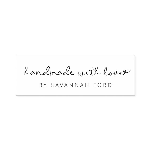 Cute script simple Handmade with love Self-inking Stamp (Design)