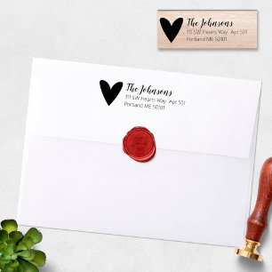 Cute Script Typography Heart Return Address Rubber Stamp