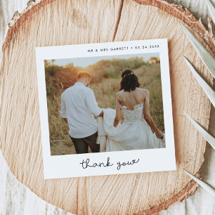 Cute script wedding square Thank You card