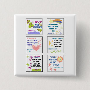 Cute scripture kids memory bible verse  15 cm square badge