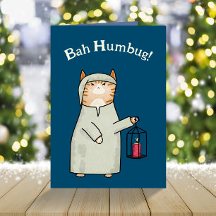 Cute Scrooge Cartoon Cat Christmas Carol  Holiday Card