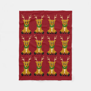 Cute Scruffy Christmas Reindeer Fleece Blanket
