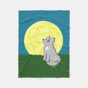 Cute Scruffy Wolf with Moon Blanket