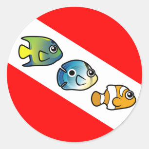 Cute Scubadorable Dive Flag Classic Round Sticker